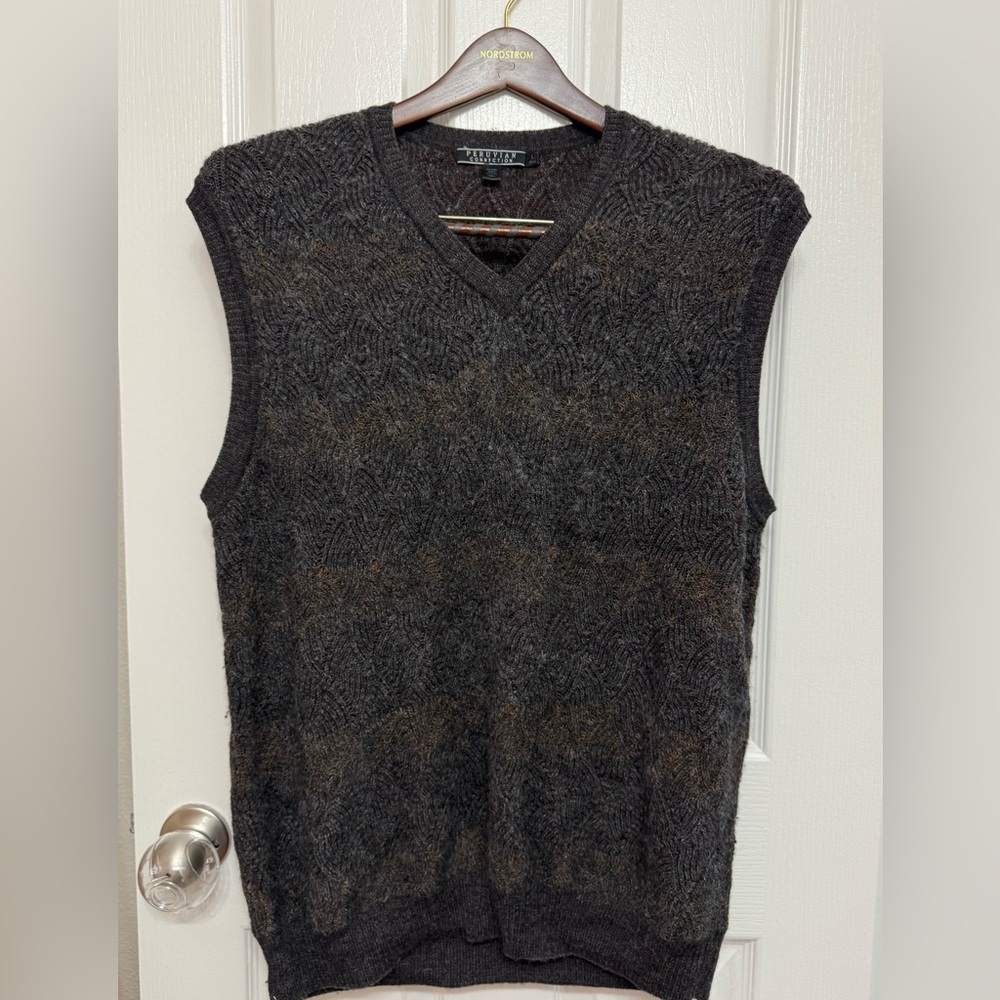 Peruvian Connection Alpaca Wool Sweater Vest V-Neck Size L Peru